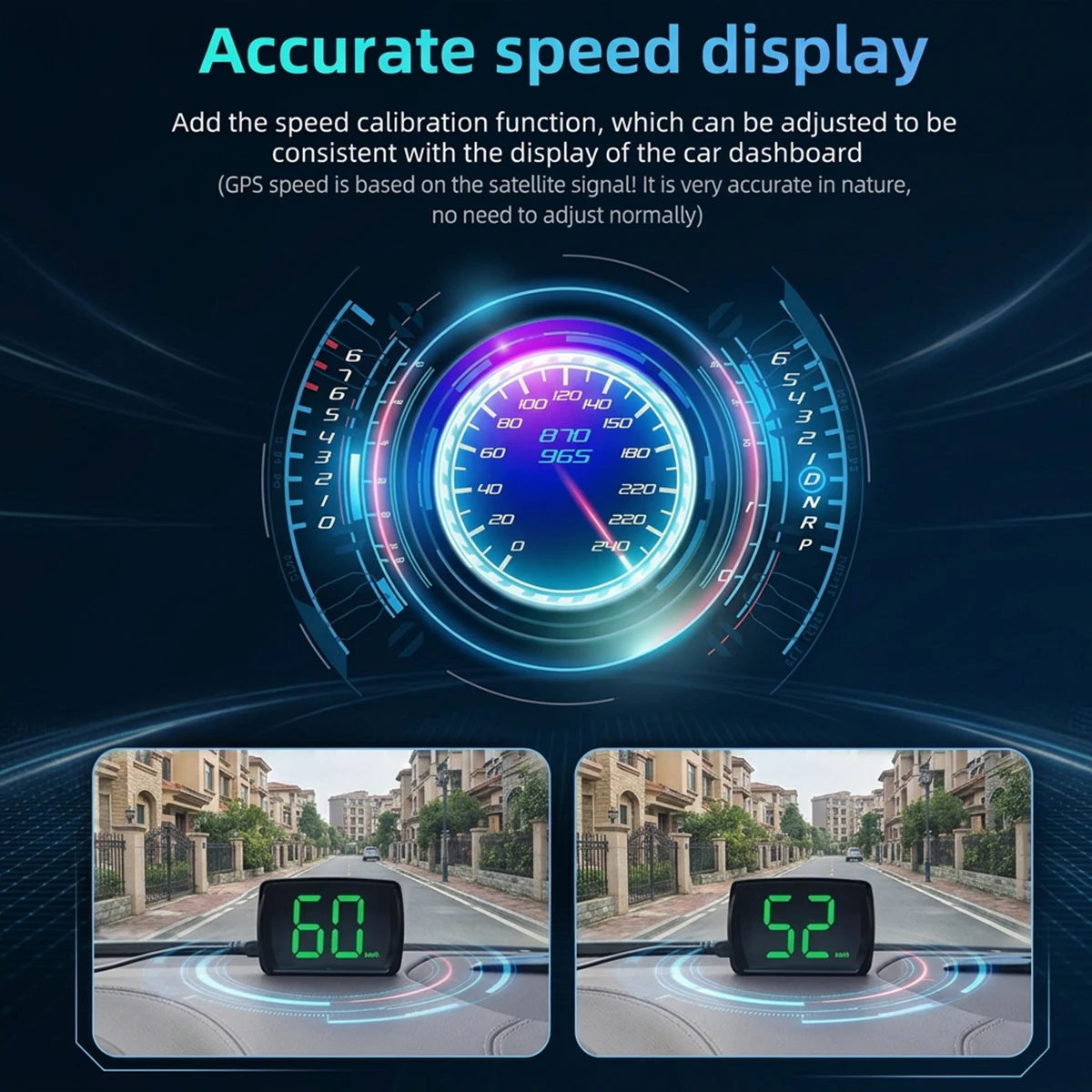 Universal Car HUD Head Up Display GPS Hud Digital Speedometer Big Font Speed Meter KMH for All Truck USB Plug and Play Auto Part view 6