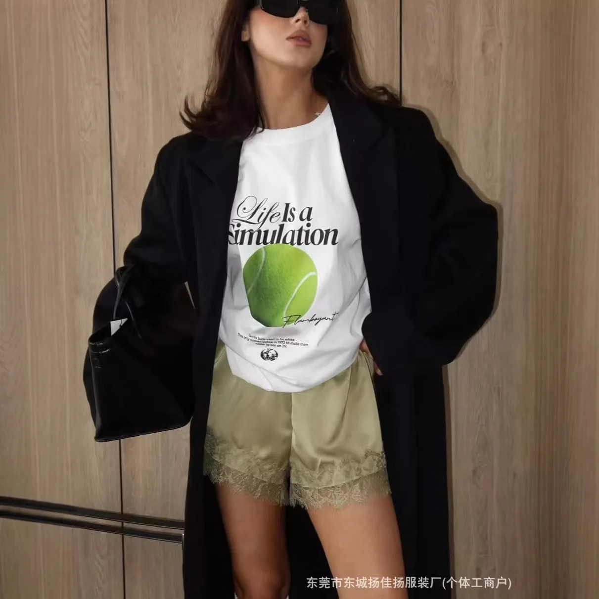 100% High Quality Soft Cotton Retro Tennis Ball Graphic Cute Tee Women's 