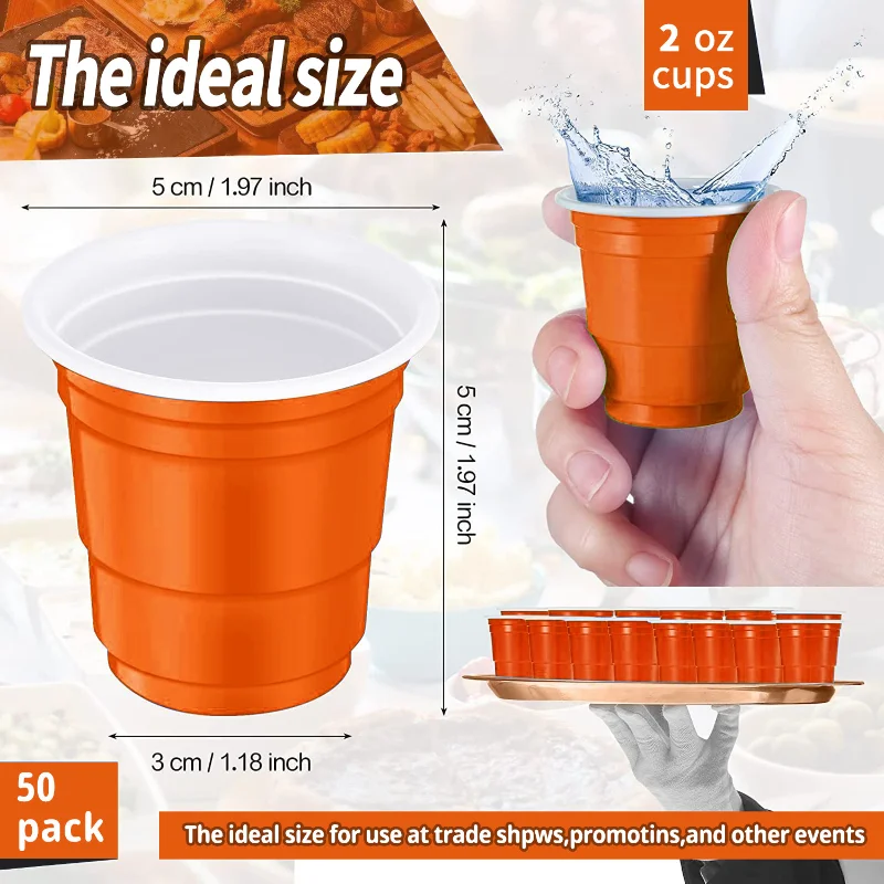 2 Oz Plastic Spirits Cups Party Two Colour Cups Table Tennis Card Head Packaging Game Cups Bar Tasting Cups Small Drinking Cups