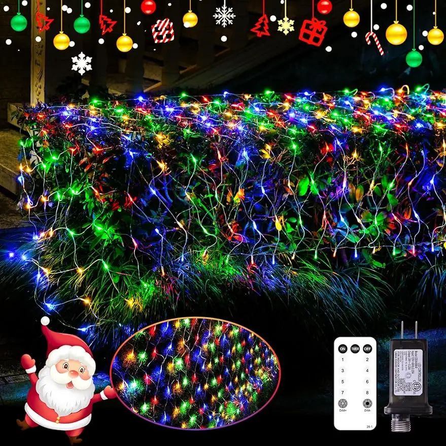 

360 LED Christmas Net Lights Outdoor Mesh Lights 12ft x 5ft Waterproof Bush Net Lights 8 Modes with Remote Connectable