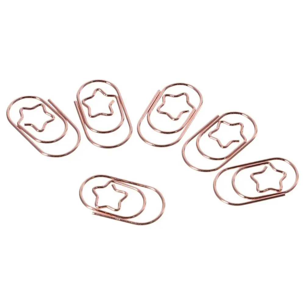 50PCS Office Star Shaped Paper Clips Metal Rose Gold Binder Clips Mini Office Accessories
