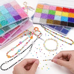 Set de 5200 cuentas de vidrio arroz 3mm (24 divisiones)｜Para pulseras y collares DIY (6,5g/división) - varios colores