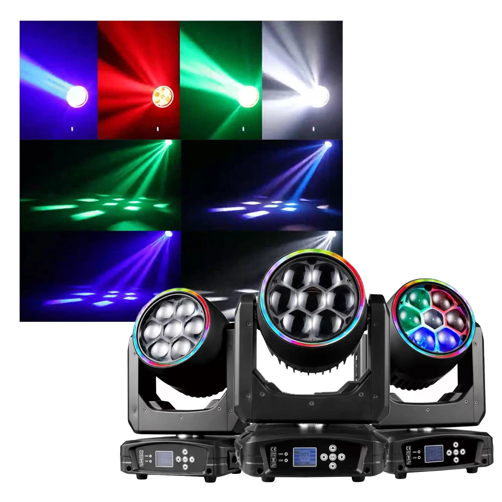 7pcs Mini 740 7X40W RGBW LED Zoom Moving Head Stage Light Bee Eye Design stage lighting
