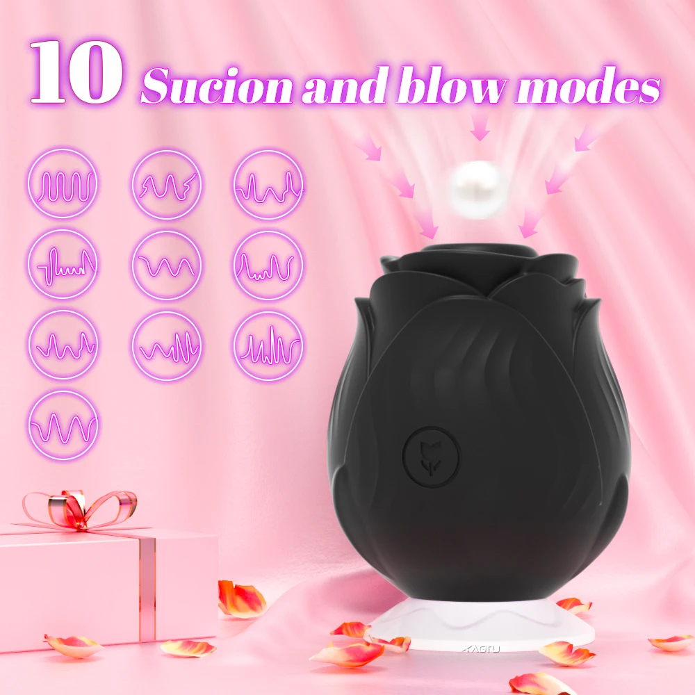 Powerful Rose-toy Sucking Vibrator for Women 10 Modes Sucker Nipple Clitoris Stimulator Massager Sex Toys for Female Adults