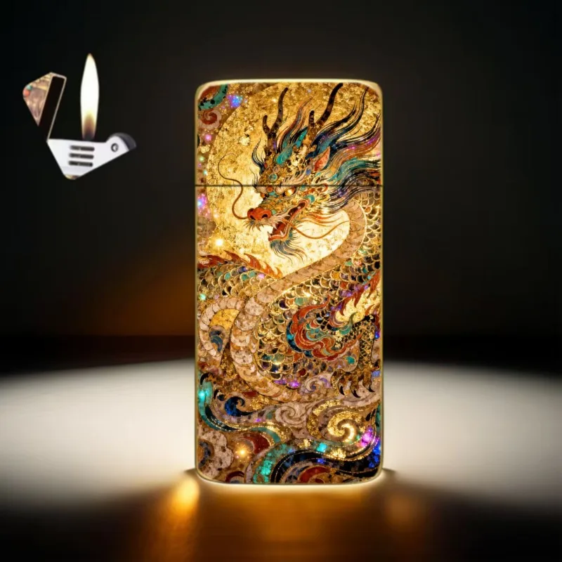 

2026 new Brand New Gold-sprinkled Metal Shell Gass Lighter, High-end Gift for Friends, Ultra-thin Gift Lighter Smoke Accesoires