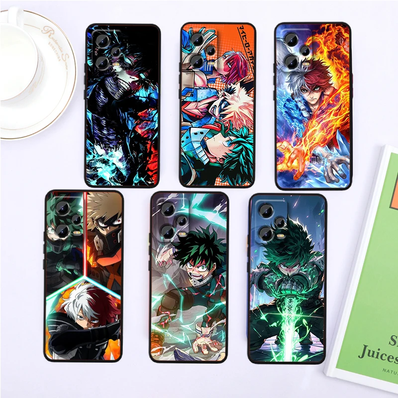 

M-My Hero Academia Cool Art For Xiaomi Redmi Note 13 12R 12 12S Turbo 11 11T 11S 10 10S Pro Plus 5G Black Soft Phone Case