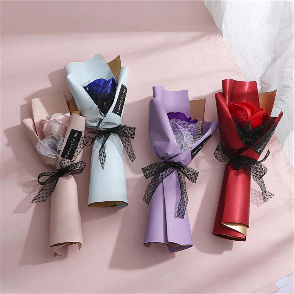 1pcs Artificial Rose Bouquet Hand Holding Soap Flower Valentine's Day Gift Eternal Rose Mother's Day Gifts Party Supplies