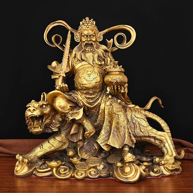 Wholesale copperware: Bronze of the martial god of wealth , Zhao Gongming riding a tiger statue, large Chine