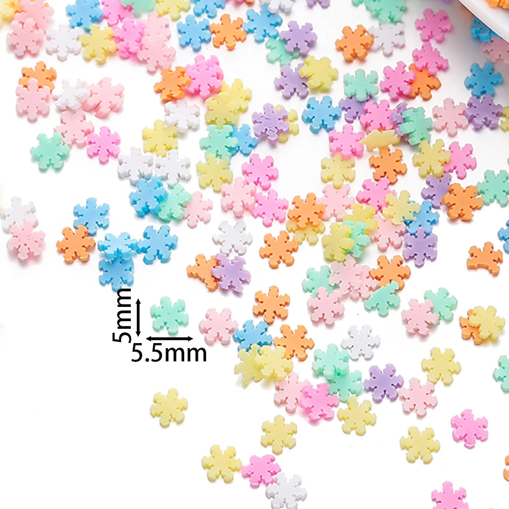 600pcs Christmas Polymer Clay Epoxy Resin Fillings Coloful 5mm Snowflake Filling Material for DIY Resin Fillers Nail Art Crafts