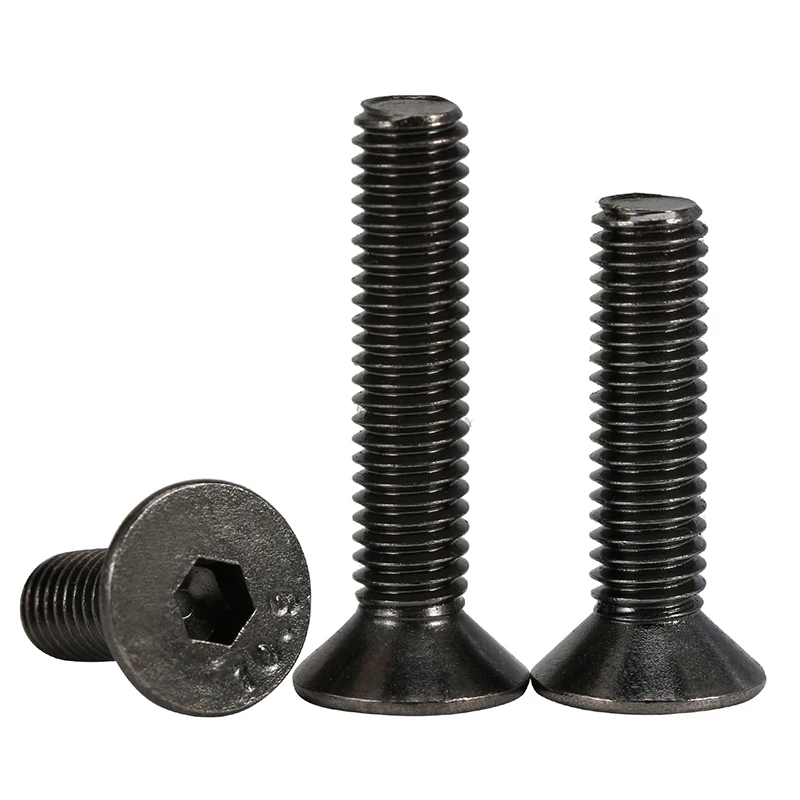 5/10/20/50pcs M2 M2.5 M3 M4 M5 M6 M8 Grade 10.9 Black Nickel Plated Hexagon Hex Socket Head Flat Countersunk Alle