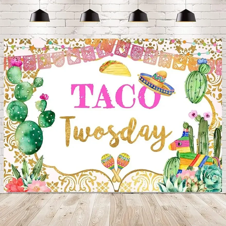 Mexican Third Let's Three-Esta Fiesta Taco Twosday two birthday party photo background photography backdrop banner studio