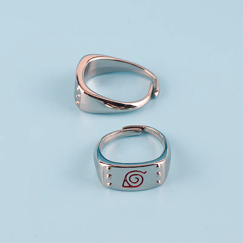 2 قطعة هدية خاتم معدني من الرسوم المتحركة اليابانية ناروتو كونوهاجاكوري