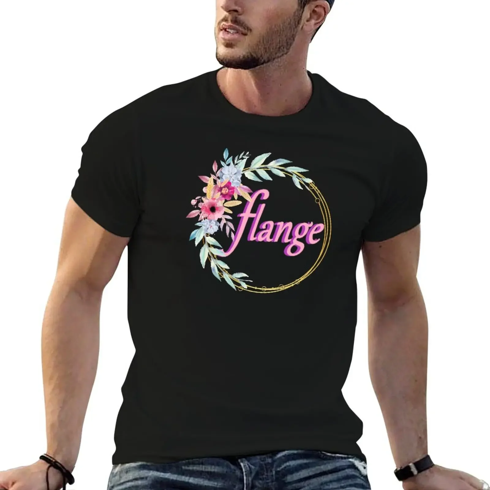 

Flange in a floral wreath T-Shirt funny costumes funny shirt cotton funny t shirts men