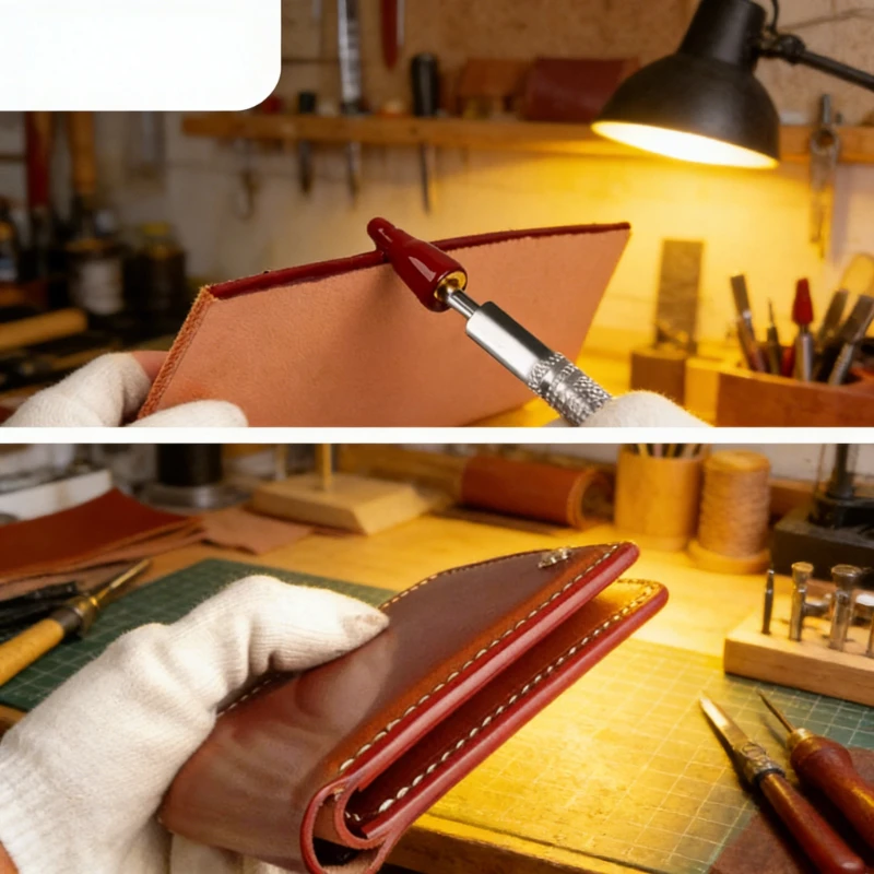 Leather Edge Dye Pen Roller Rotary Applicator Leathercraft DIY Tool Brass Head Edge Painting Burnishing Tool For Craft