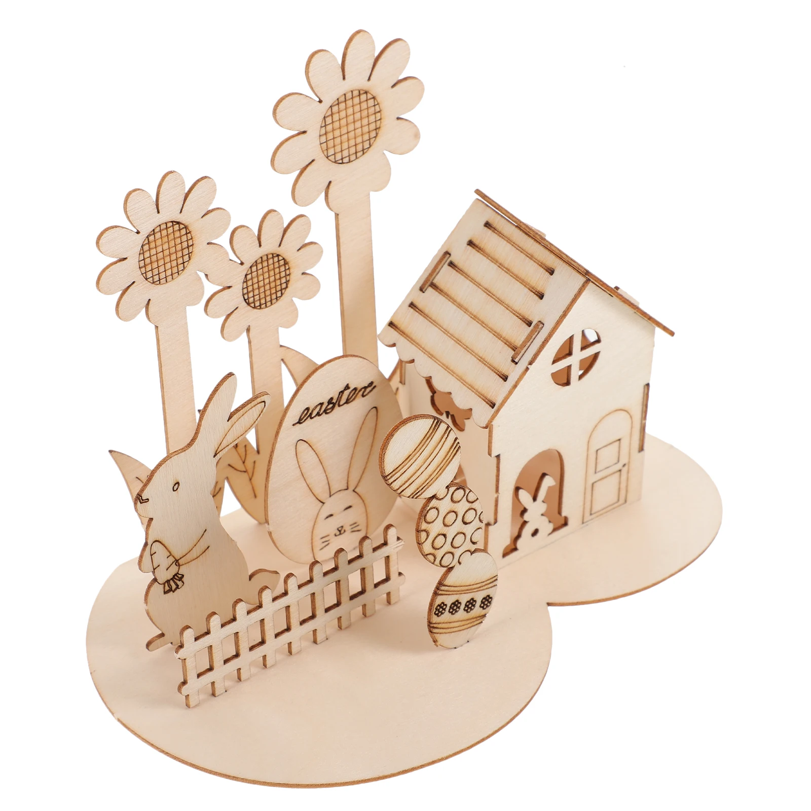 

Easter 3D Wood Puzzle Egg Decor Wooden Toys Ages 1-3 Party Assembly Toddler Puzzles Educational Fun Cartoon