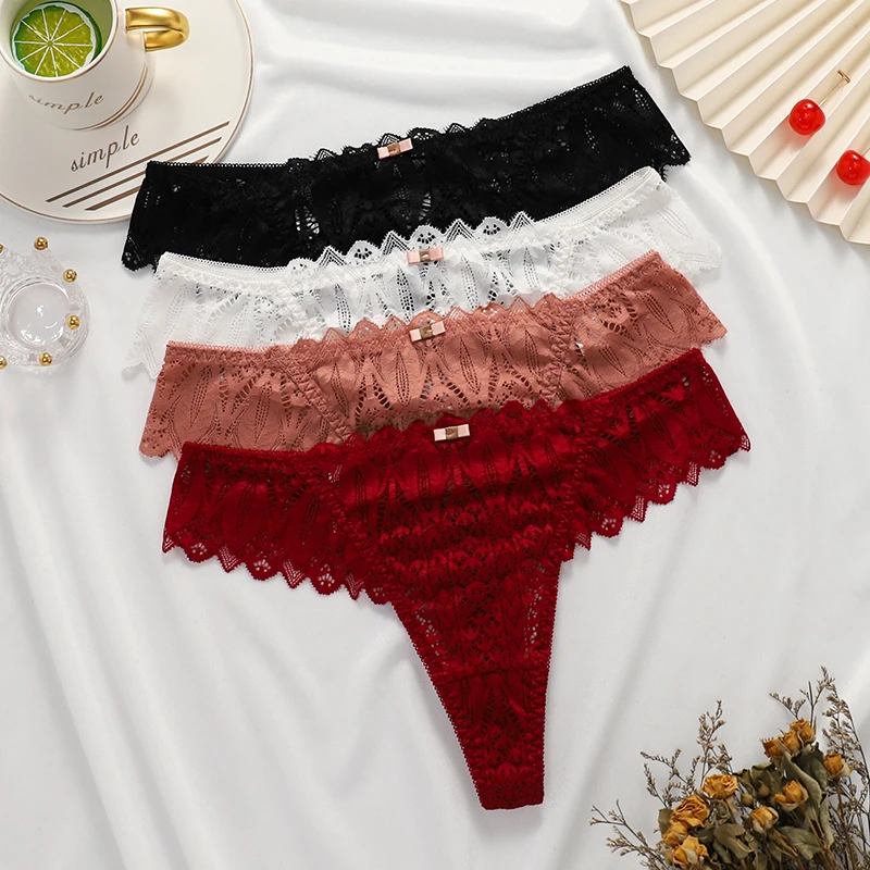 New Thongs Panties Women Lace Underwear Sexy Low-Waist Briefs Hollow Out G-String Underpant Comfortable Female Lingerie Panty