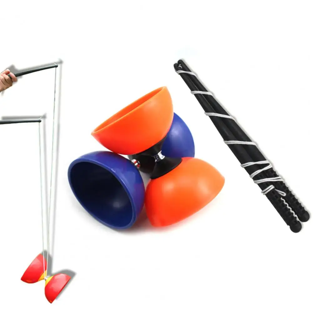 Malabarismo Diabolo Engraçado Clutch com Metal Sticks, Saco de corda de ioiô chinês, Ferramenta Fitness ao ar livre, 3 Rolamentos de Embreagem