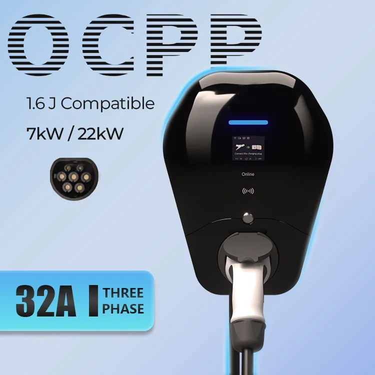 OCPP Electric Vehicle AC Wall-mounted Ev Charger 7kw 22kw Type 2 Ev Charger Station 32a Ev Charger