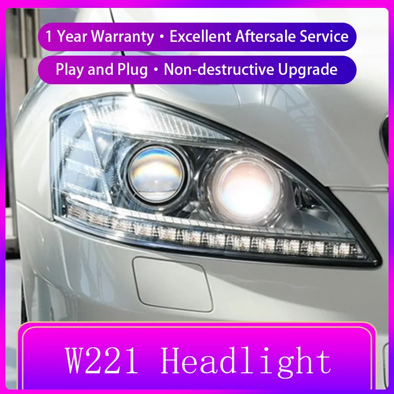 2PCS Car Lamps For Benz W221 S300 S350 S400 2006-2008 Front Light Head Lamp Upgrade Dynamic LED Headlight Lens Auto Accessories