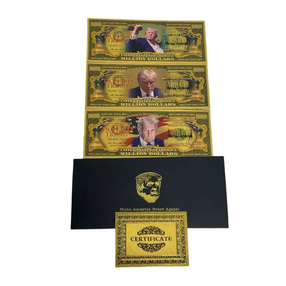 2025 New President United States Donald Trump Gold Bills Golden Notes Cards Make America Great Again Christmas Gift