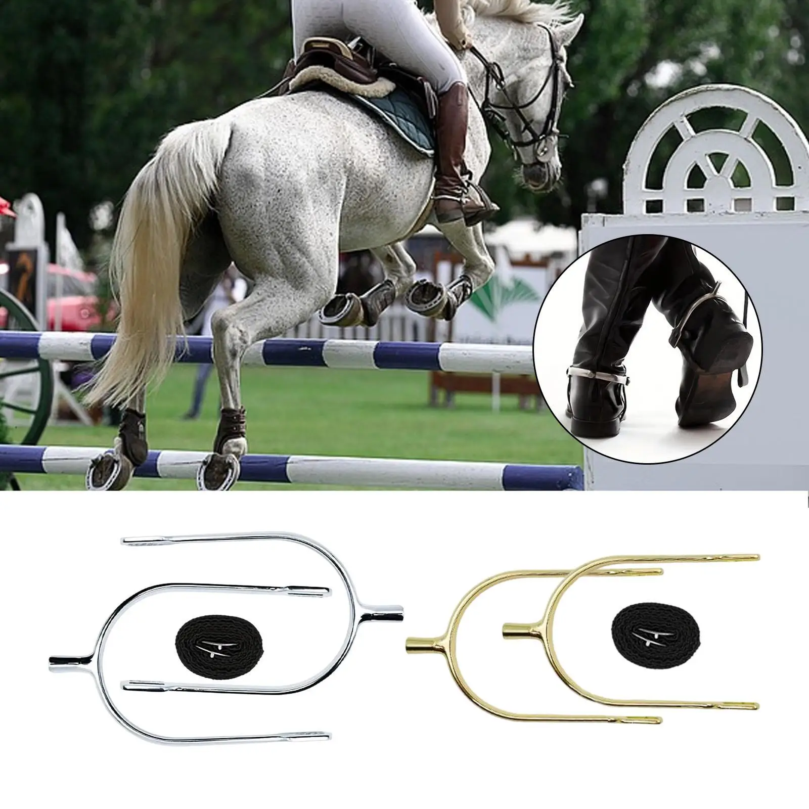 Horse Spurs Training Equestrian Boot Gadgets with Durable Straps for Ranch Farm Riding