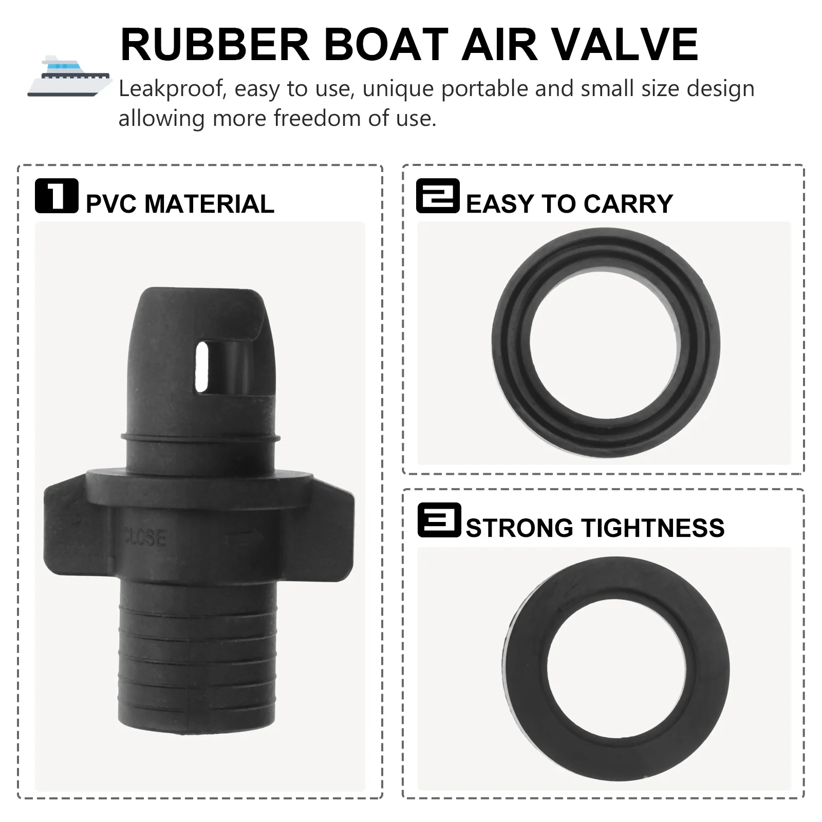 

2Pcs PVC Leakproof Air Valve Connector Black Durable Inflatable Boat Kayak Pump Adapter Strong Sealing Portable Accessory