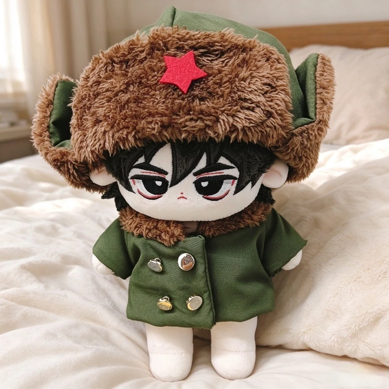 10 Or 20cm Plush Doll Clothes Set Winter Military Coat Hat Set For Cotton Dolls Outfit Set Soft Warm Outfit For Plush Figure