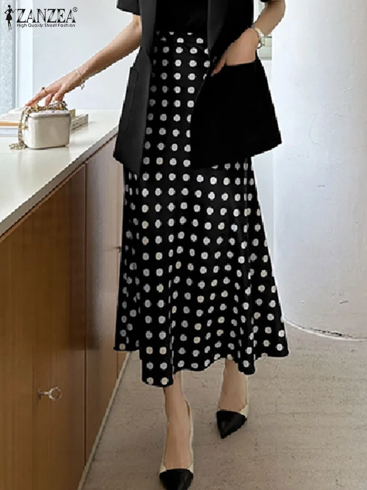 ZANZEA Female Party High Waist Skirts Women Polka Dot Skirts Elegant Fishtail Midi Jupes Office Lady Long Skirts 2023 Autumn