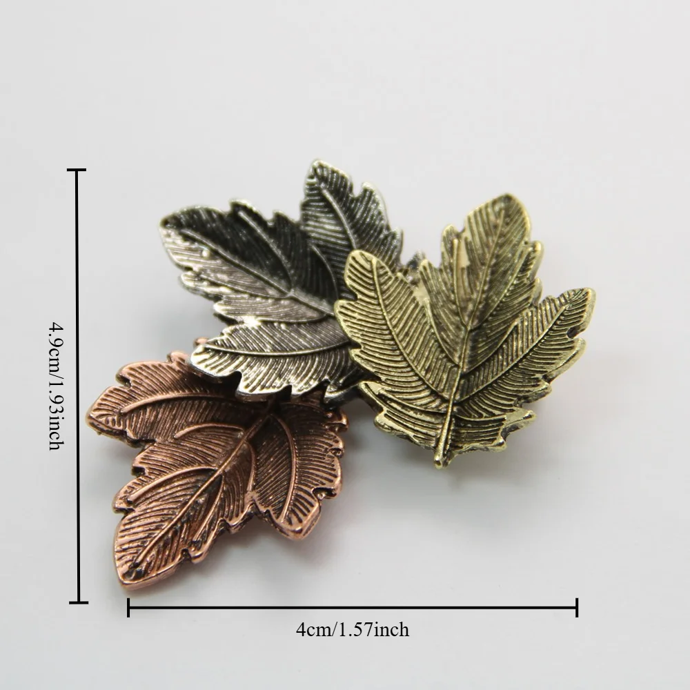 Vintage Tricolor Texture Leaf Pattern Brooch Minimally Designed Collar Pin Metal Leaf Pins for Clothing Backpack Coat