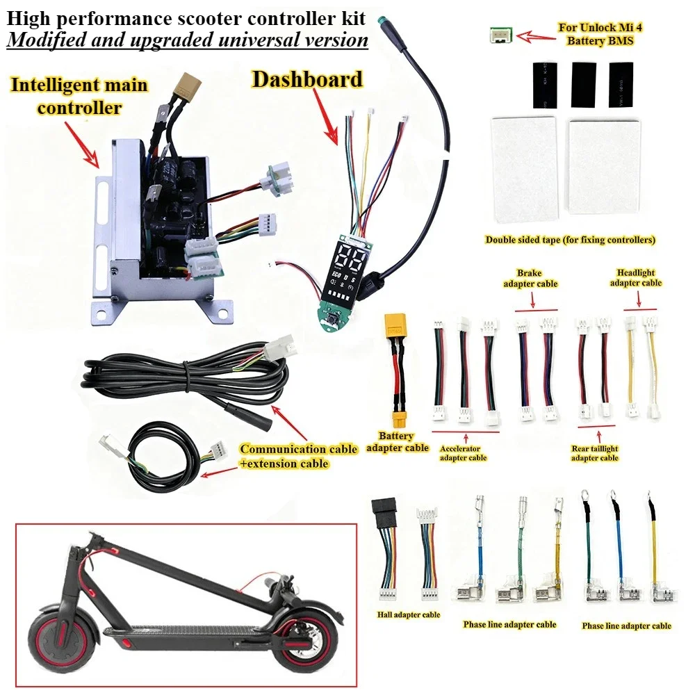 Kit de commande universel pour trottinette électrique Xiaomi PRO/10inMAX, avec clignotant, moteur auto-apprenant, mode double vitesse (25 km/h à 58 km/h)