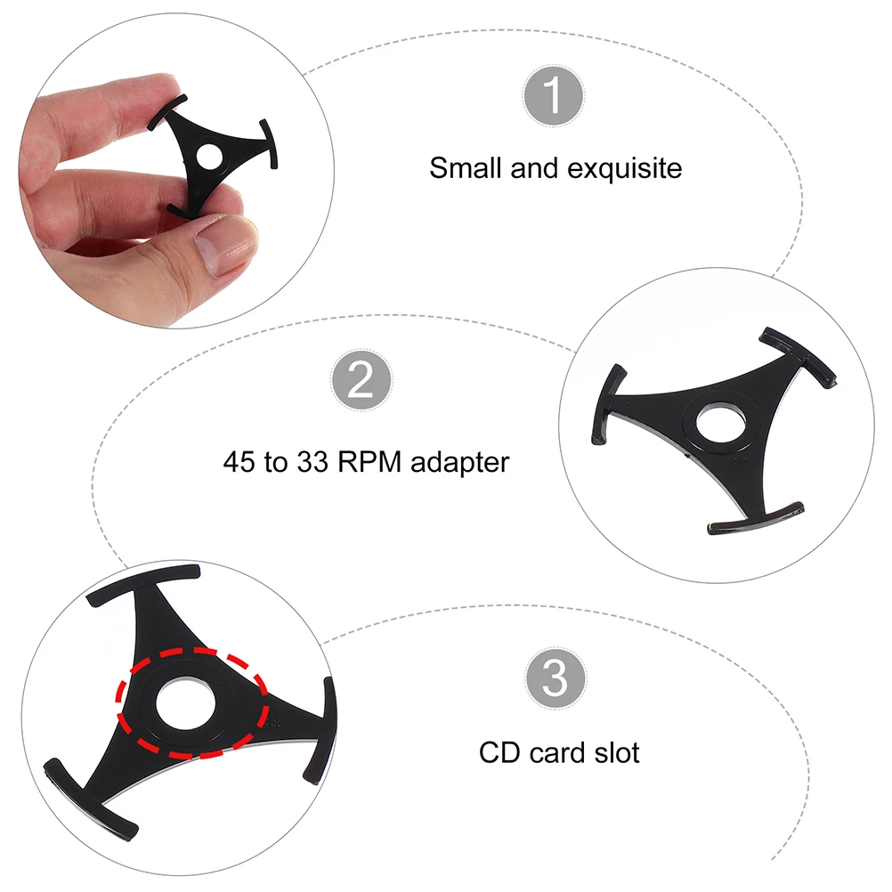 

2pcs Record Adapter Black Circular Vinyl Fitting Easy Installation Fits Most Turntables Anti Slip Design Sturdy Durable