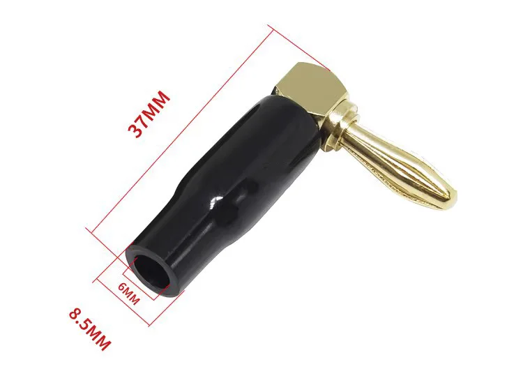 Gold plated 4mm right Angle elbow L-shaped solderless banana insert 90 degree speaker wire plug banana plug