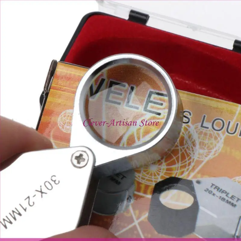 E06B Gioielli Diamond Eye Lupe Lumpier Nicchia tripletta vetro Gioiellieri 30x21mm