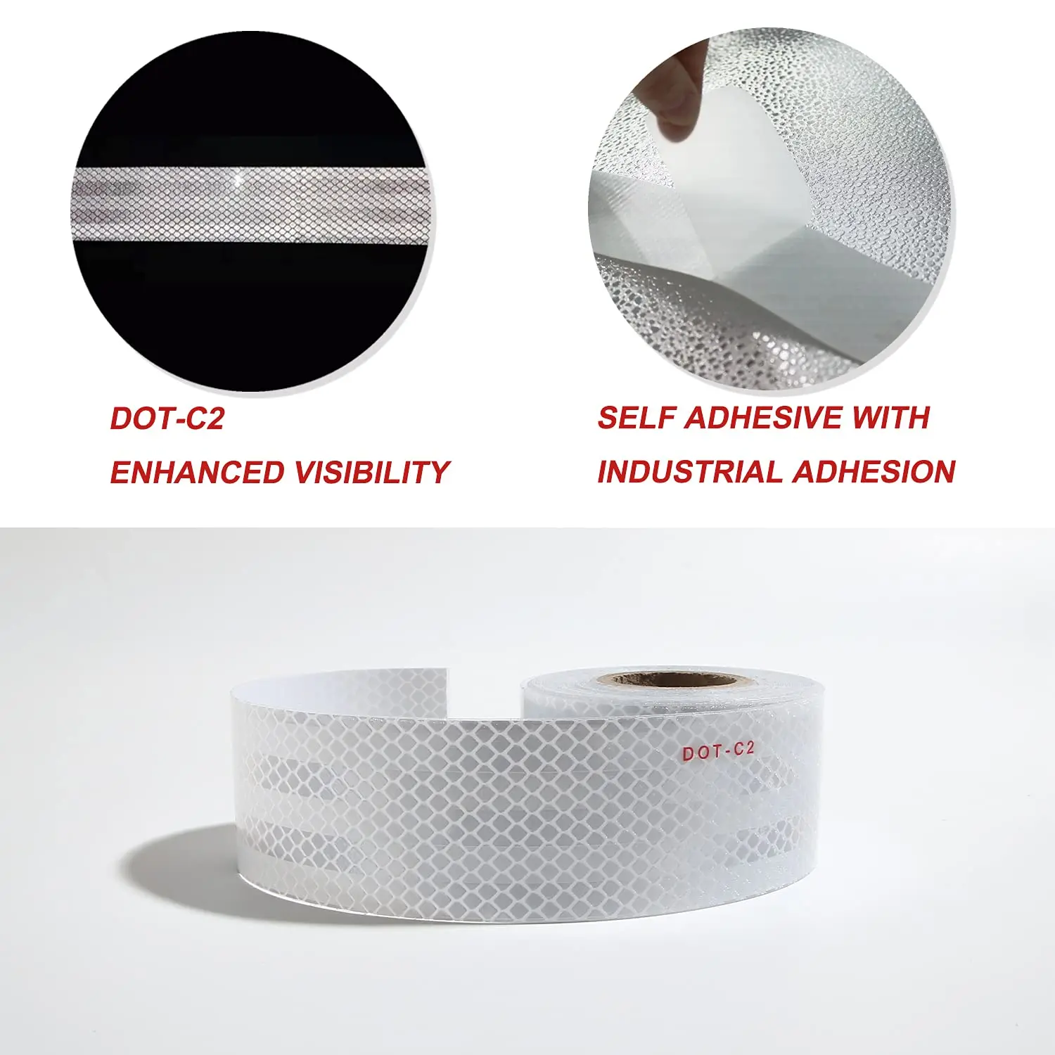 DOT-C2 Reflective Tape Silver Conspicuity Safety Tape Trailer Self Adhesive Warning Caution Reflector Tape for Car Truck Trailer