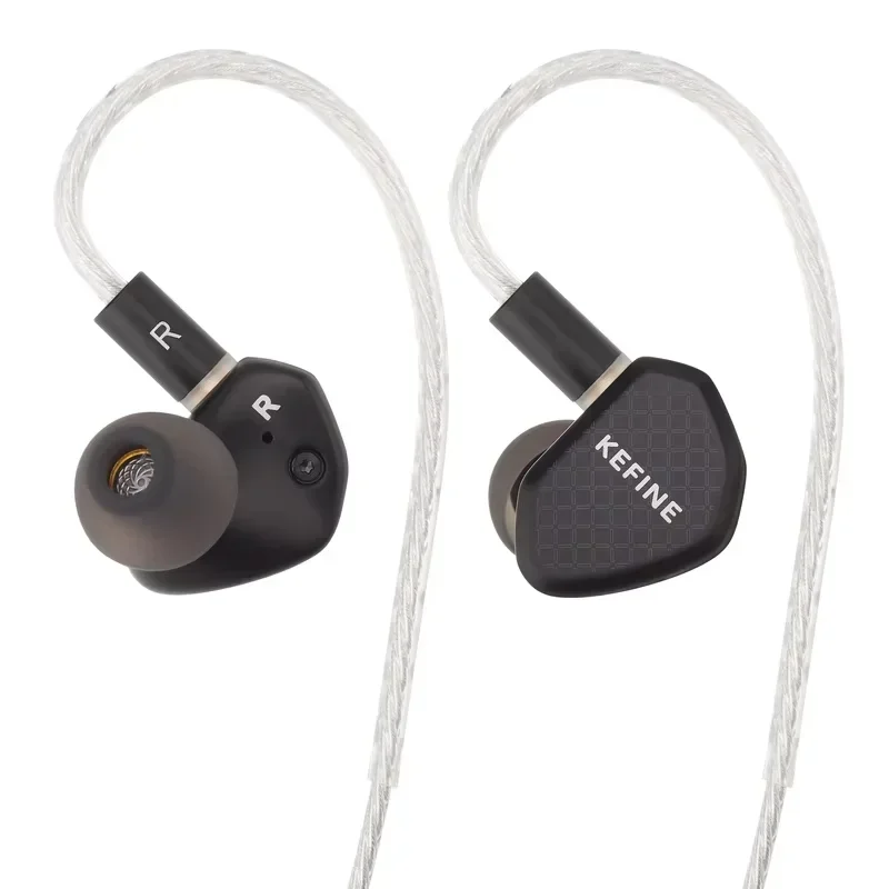 Kefine Klean 10mm DLC Diaphragm Dynamic Driver IEMs Hi-Fi In-ear Earphone with Nozzles and Comfortable 2-pin Silver-plated Cable