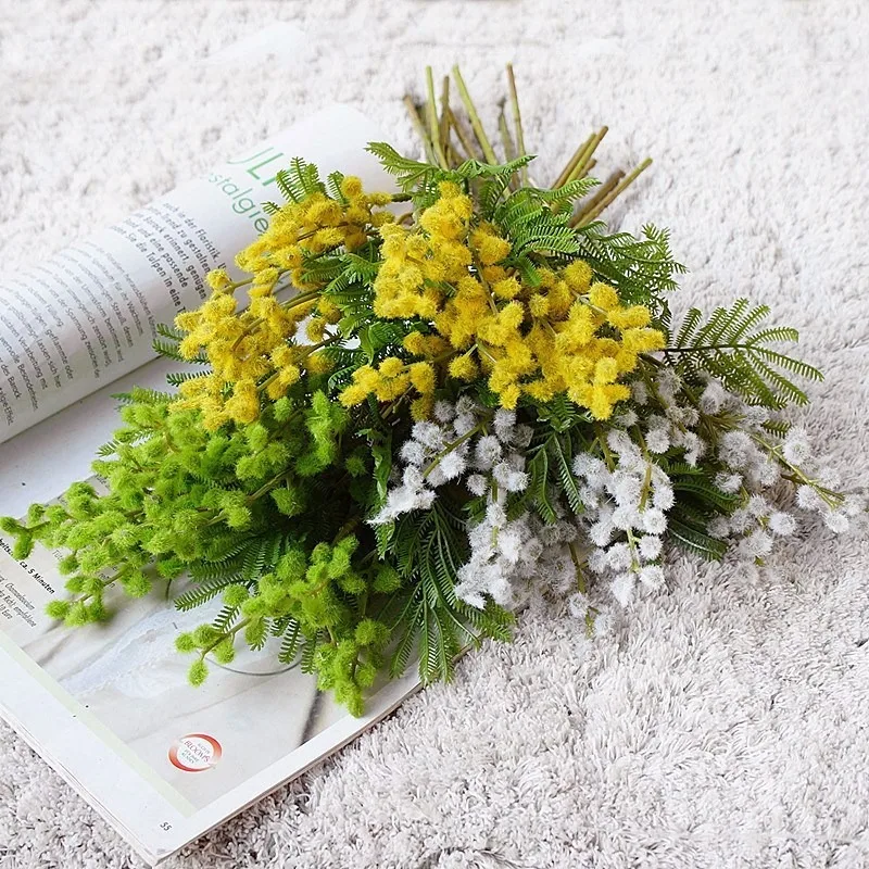 14.96 インチ人工アカシアミモザ造花家の装飾用 INS 北欧スタイルの花束