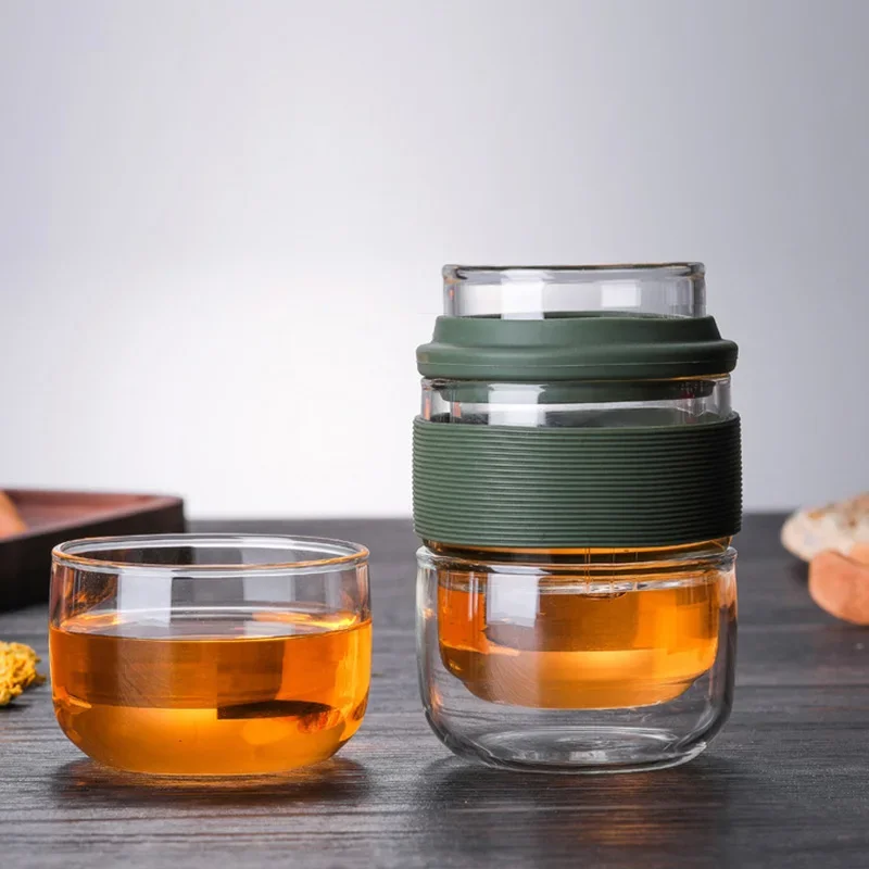 

Delicate Travel Teaware Sets With Carring Cases Heat-resistant glass Teapot with Small Glass Filter Flower Tea Portable Teawares
