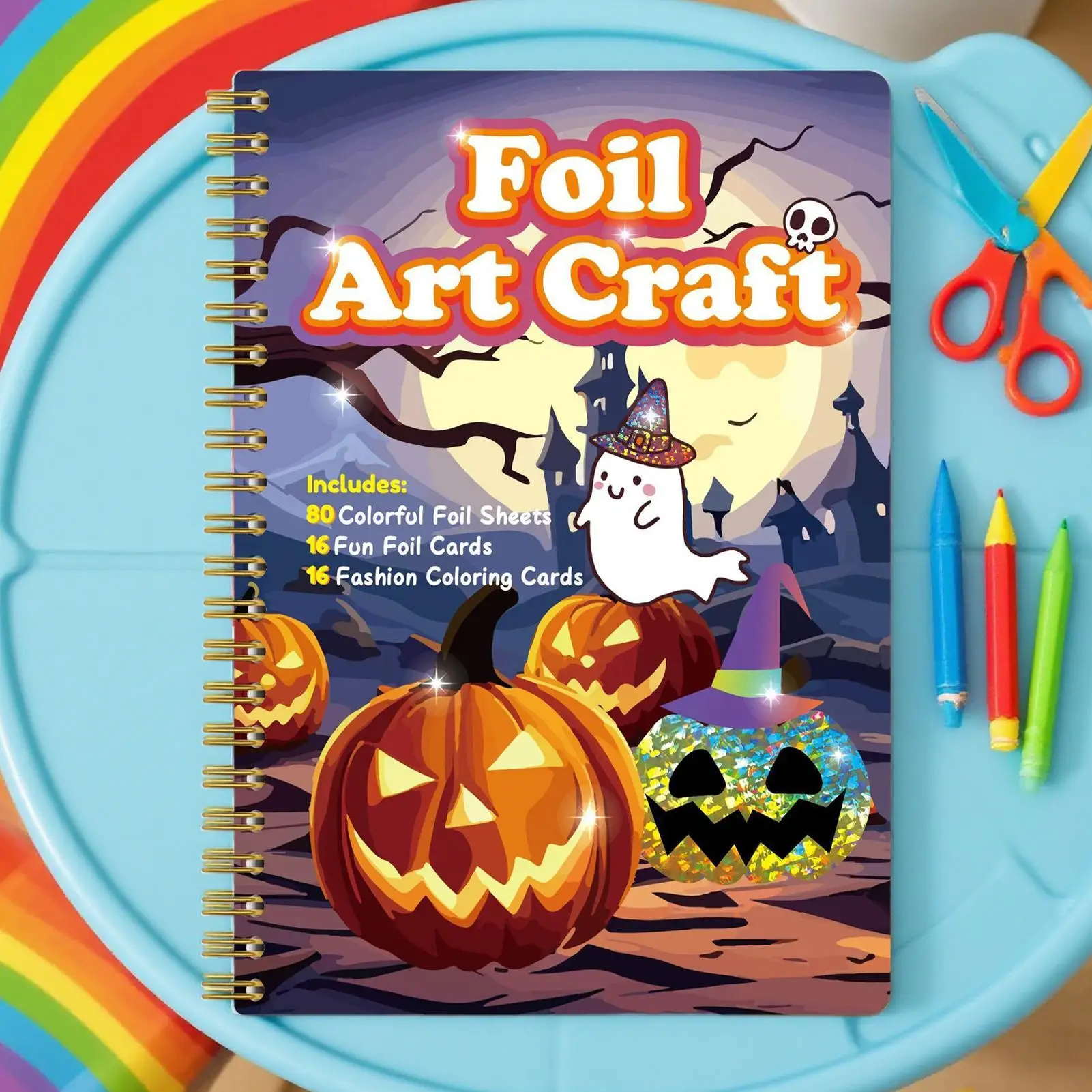 Kid Foil Craft Kit Child Peel-and-Press Foil Art Set Crafting Making Supplies Travel Toys For Children Teens Youth Family