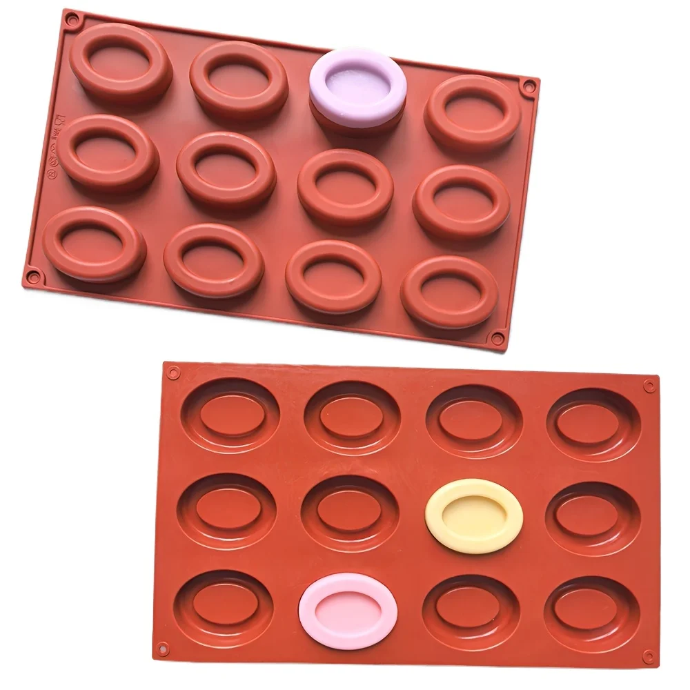 3D Silicone Chocolate Molds Set, 1/2/3pcs Oval Shape, BPA-Free, for Candy, Pudding, Cookies, Ice Cube, Cake Decoration Tools