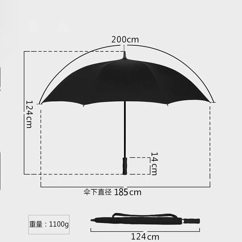 185CM Long Handle Umbrella Ultra Large Resistant Beach Umbrella Double Layer Windproof Strong Umbrellas Uv Protection Parasol