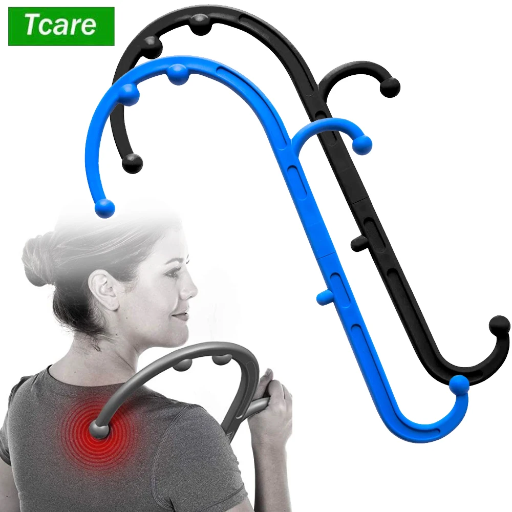 Tcare Back, Neck and Foot Massager for Trigger Point Fibromyalgia Pain Relief and Self Massage Hook Cane Therapy, Back Scratcher