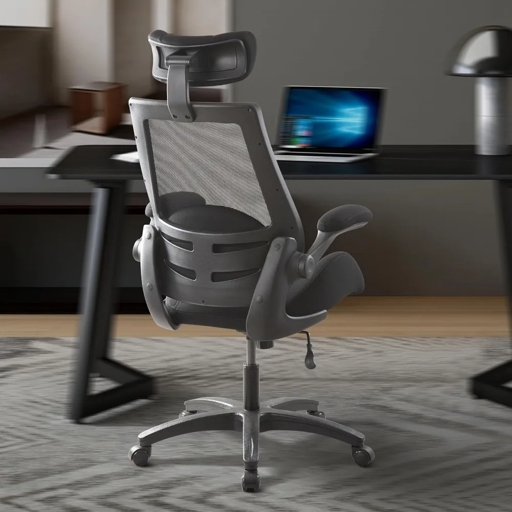 كرسي مكتب كمبيوتر شبكي مريح عالي الظهر بوزن 400 رطل مع أذرع قابلة للتعديل فائقة النعومة ومقعد رغوي مصبوب لدعم قطني #2