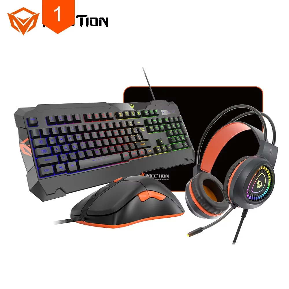 

Keyboard Mouse E-Sports 4-in-1 Luminous Game Computer Four-Piece Set Key Mouse Suit Meetion C505 Mouse Pad