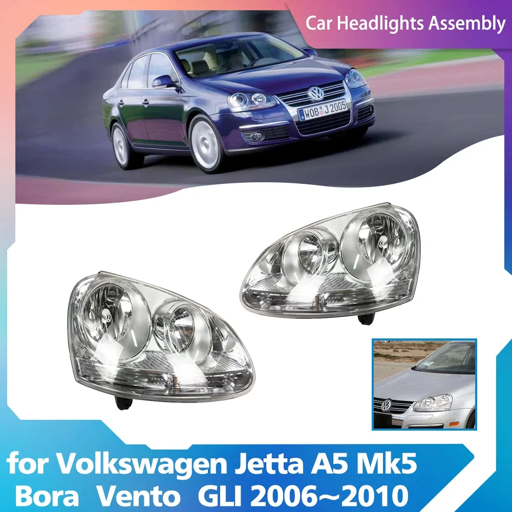 Conjunto de faros delanteros de coche, luces antiniebla, mapa, lámparas halógenas de esquina, accesorios para Volkswagen VW Jetta A5 Mk5 Bora Vento GLI 2006 ~ 2010 2007 2008 2009