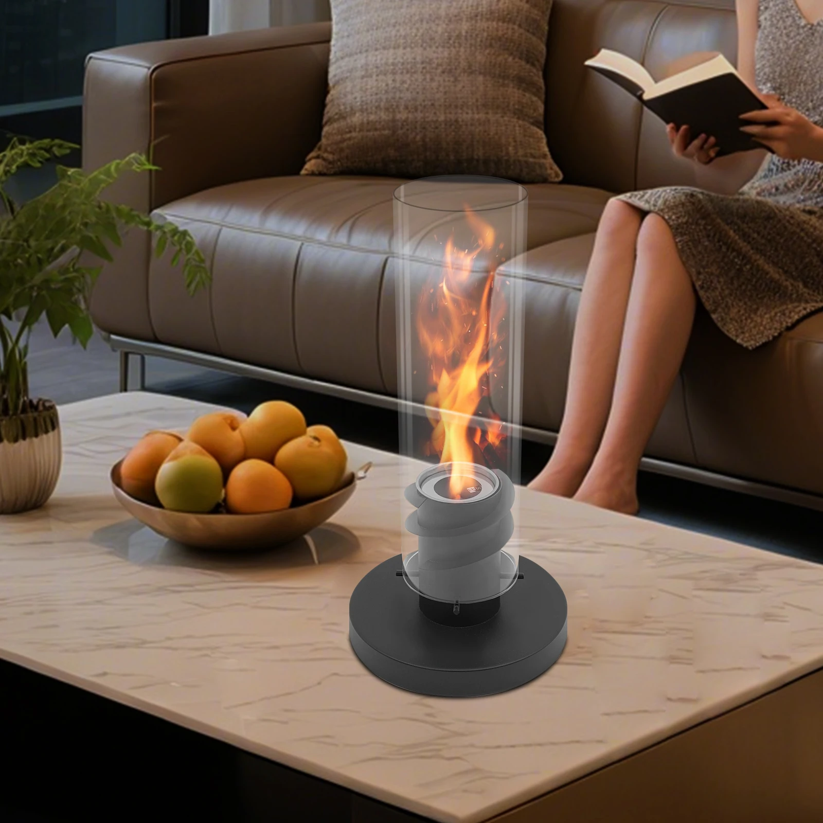 Alcohol Fireplace, Tabletop Smokeless Fire Pit, Indoor Outdoor Tabletop Fireplace for Home Decor Gift（Two Styles to Choose）