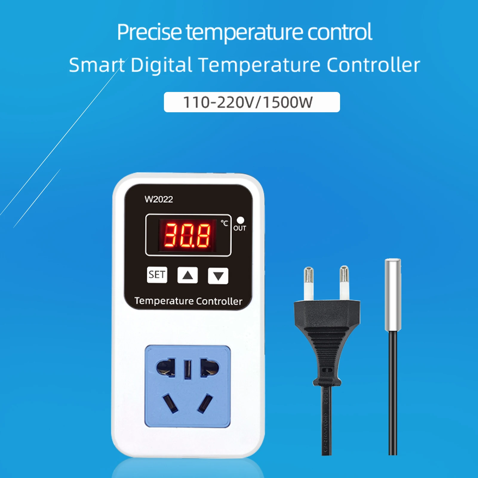 1500W Electronic Temperature Humidity Controller Socket Wall Mounted Waterproof Sensor Smart Temperature Humidity Control Switch