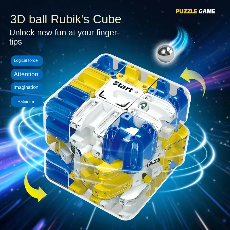 Labyrinth Rolling Ball Magic 3D Maze Magic Cube Puzzle Cube Release Stress Autism Anxiety Adult Kids Relief Anti-Stress toys