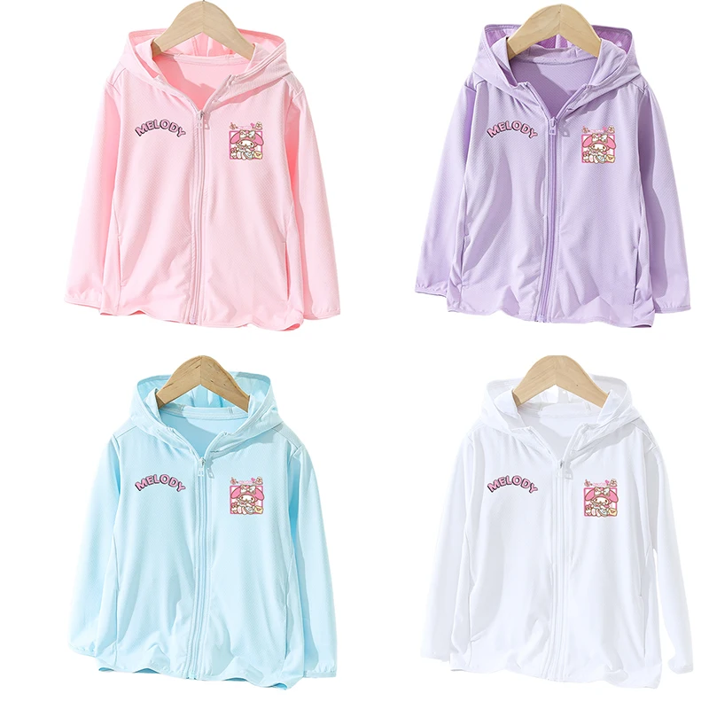 

Kawaii Sanrioed Summer New Girls' Sunscreen Clothes Cute cartoon Thin style My Melody Childrens hooded jacket top Festival gifts