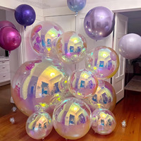 5/2/1Pcs Iridescent 4D Round Foil Balloons Giant Holographic 4D Foil Balloons Helium Air Globos Mermaid Birthday Wedding Decor