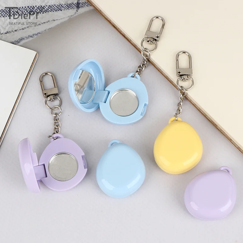 1pcs Colorful Keychain Empty Makeup Compact Diy Refill Case With Aluminum Tray Portable Cosmetic Storage Small Blush Container